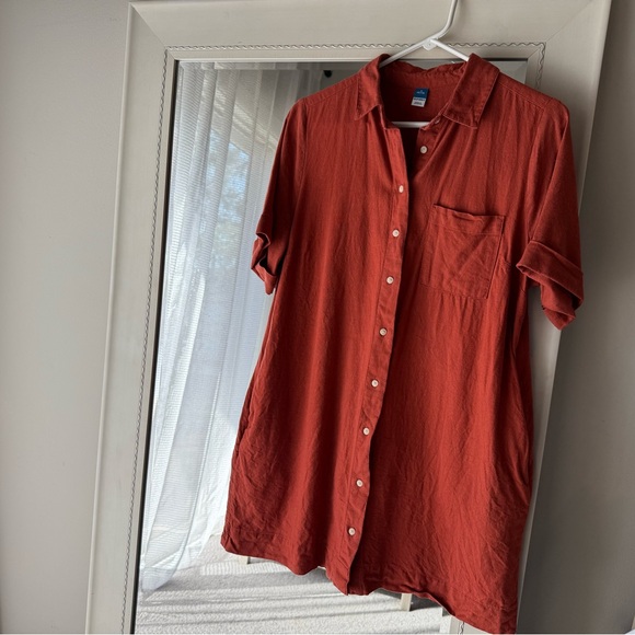 Old Navy Linen-Blend Shirt Dress, Medium - Picture 2 of 4